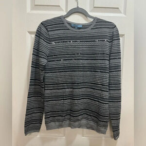 Antonio Melani Wool Blend Long Sleeve Sweater Sequin Stripes Cozy Size Med